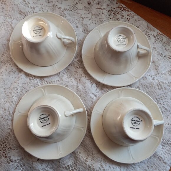 WEDGWOOD 8pc ETRURIA & BARLASTON Queens Shape 4Cups & 4Saucers made in ENGLAND - Picture 5 of 6